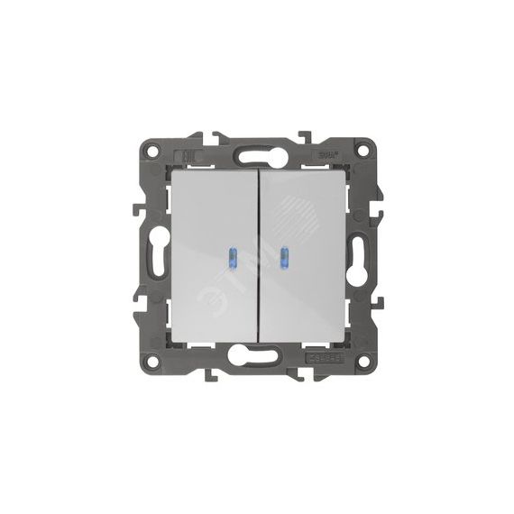 Выключатель двойной с подсветкой, 10АХ-250В, Эра Elegance, белый,14-1105-01 ЭРА Б0034237