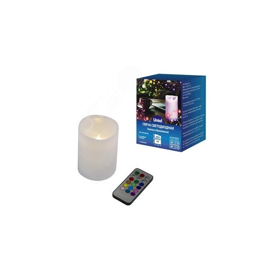 Фигура светодиодная Свеча на батарейках 2АА (не в/к) 7,5х10 см 1 светодиод RGB свет Пульт ДУ (в/к) ULD-F052 RGB RC CANDLE Uniel UL-00007258