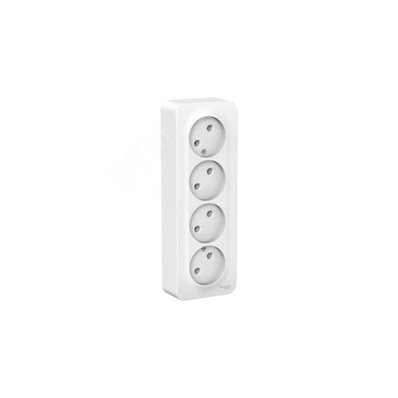 BLANCA Розетка наружная 4-я без заземления без шторок с изолирующей пластиной, 16А, 250В, белый SE (Systeme) BLNRA000411