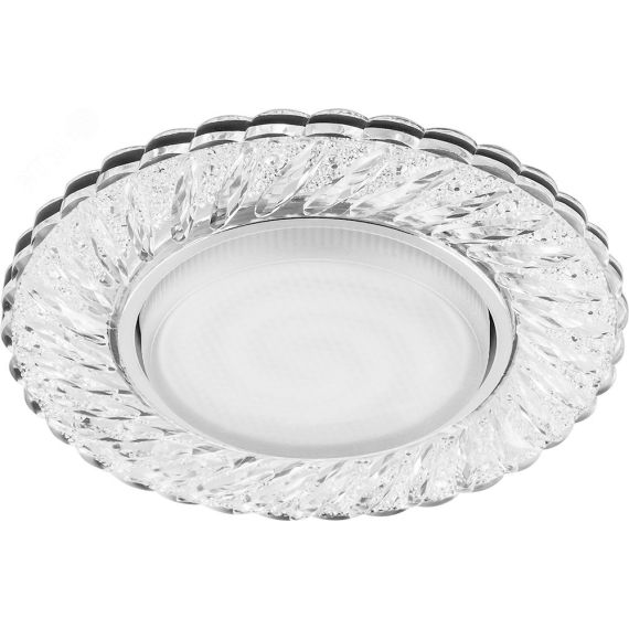 Светильник ДВО-15w GX53 без лампы со светодиодной подсветкой 4000К хром с прозрачным стеклом FERON CD4021 хр/прозр.