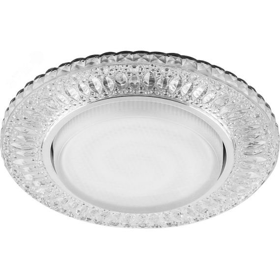 Светильник ДВО-15w GX53 без лампы со светодиодной подсветкой 4000К хром с прозрачным стеклом FERON CD4022 хр/прозр.