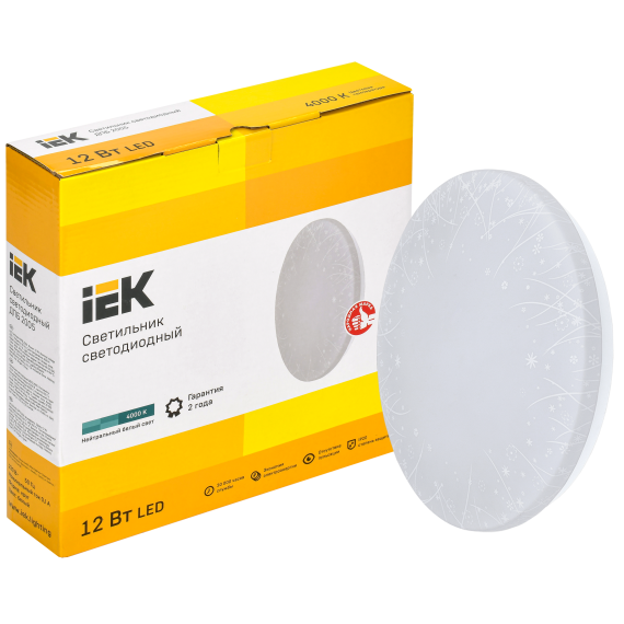 Светильник светодиодный ДПБ 2005 12Вт IP20 4000К круг белый IEK Светильник светодиодный ДПБ 2005 12Вт IP20 4000К круг белый IEK