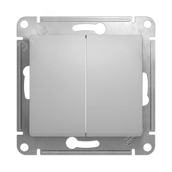 GLOSSA Выключатель двухклавишный в рамку алюминий сх.5 SE (Systeme) GSL000351