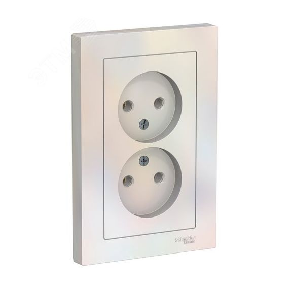 Розетка ATLASDESIGN двойная без заземления 16А в сборе жемчуг SE (Systeme) ATN000420