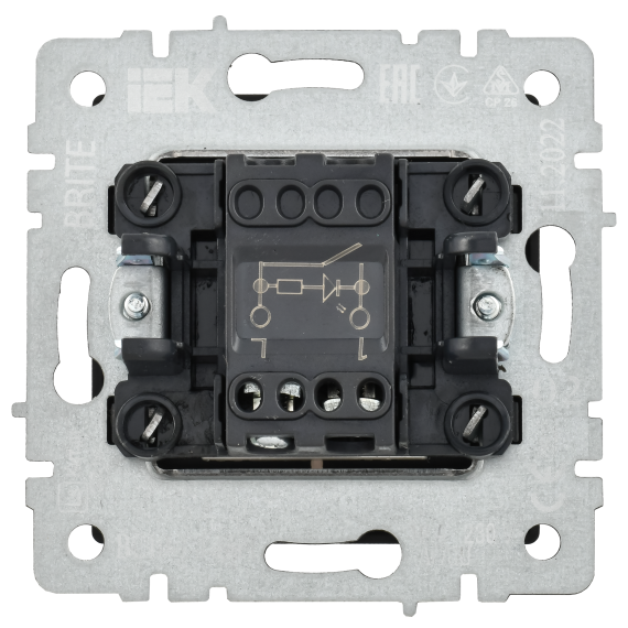 BRITE Выключатель 1-клавишный с индикацией 10А ВС10-1-1-БрС сталь IEK