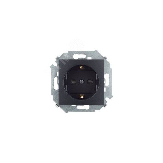 15 Розетка 2Р+Е Schuko 16А 250В со шторками винтовой зажим графит Simon 1591443-038