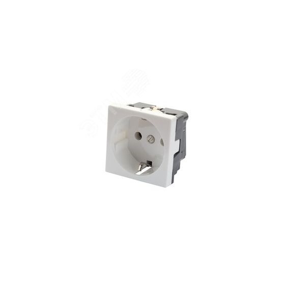 Розетка 2P+E немецкий стандарт 45 х 45 мм, без шторок, белый Eurolan 16V-10-04WT