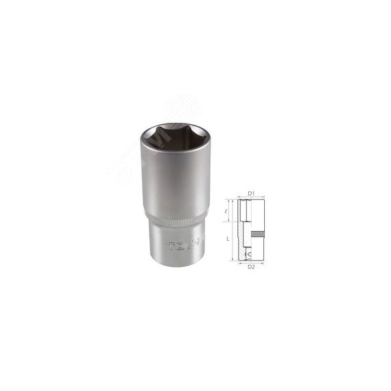 Головка торцевая глубокая шестигранная 1/2'', 27 мм Tolsen TT16577