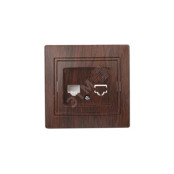 Розетка информационная RJ45, СУ, Plano, венге, 1-303-10 ЭРА Б0030088