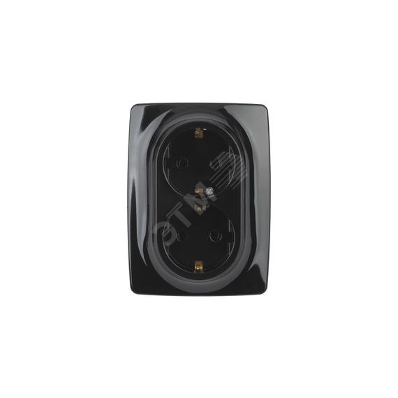 Розетка 2X2P+E Schuko, 16A-250В, Эра12, чёрный, 12-2106-06 ЭРА Б0031233
