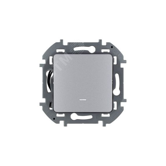 Выключатель одноклавишный с подсветкой/индикацией INSPIRIA 10 AX 250 В~ алюминий Daccord/Legrand 673612