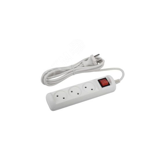 Удлинитель электрический U-3s-1,5m-2x1 без заземления c выключателем 3 розетки 1,5м ПВС 2x1мм2 10А ЭРА Б0044049