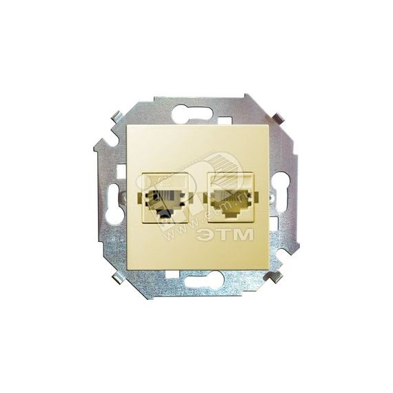 15 Розетка телефонная двойная RJ11 винтовой зажим слоновая кость Simon 1591589-031
