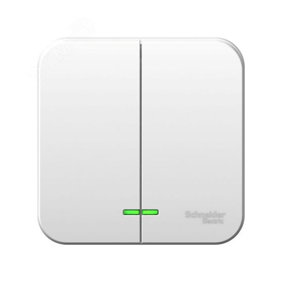 Выключатель наружный двухклавишный BLANCA (cх.5) с подсветкой, изолирующей пластиной, 10А, 250В, бе лый SE (Systeme) BLNVA105111