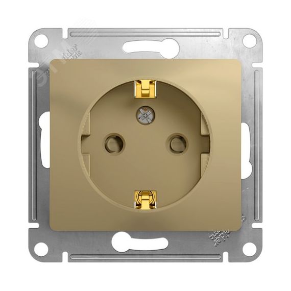 GLOSSA Розетка с заземлением со шторками в рамку титан SE (Systeme) GSL000445