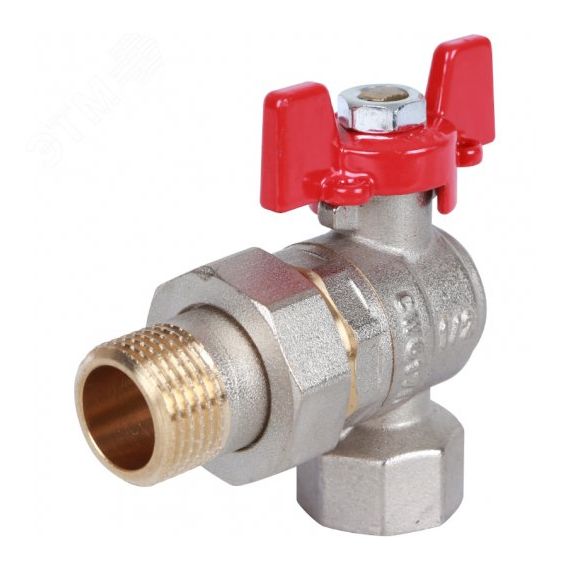 Кран шаровой угловой с американкой 1/2 ВН/НР, ручка бабочка Rommer RBV-0006-0610215