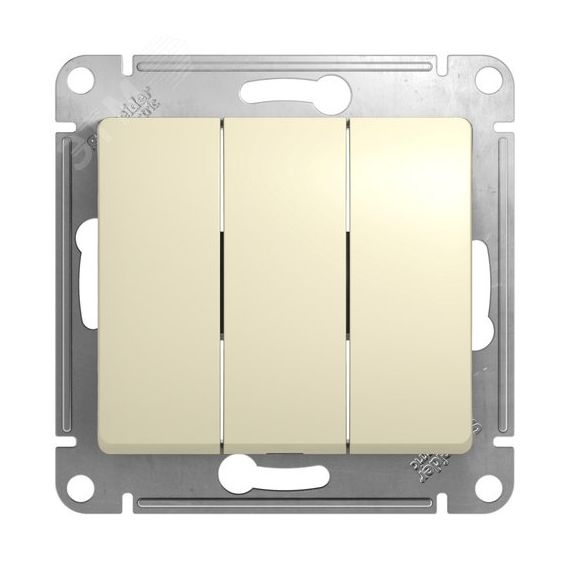 GLOSSA Выключатель трехклавишный в рамку бежевый сх.3 SE (Systeme) GSL000231