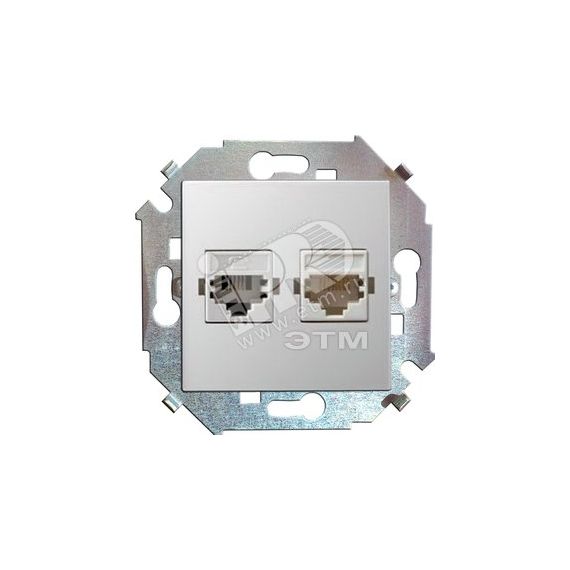 Розетка телефонная + компьютерная RJ11+RJ45 кат.5е черный глянец Simon 1591590-032