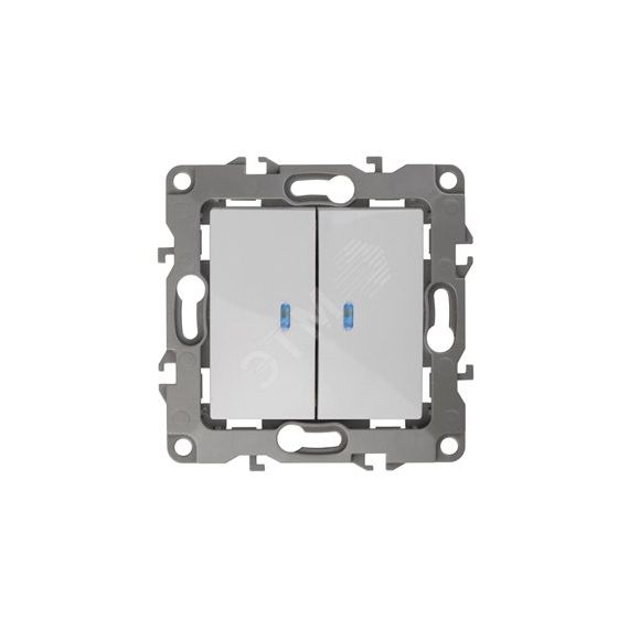 Выключатель двойной с подсветкой, 10АХ-250В, Эра12, белый,12-1105-01 ЭРА Б0014657