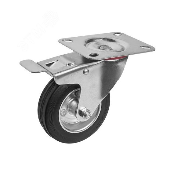 Колесо диаметр 100мм, грузоподъемность 70кг, резина, металл Стелла-техник 4003-100