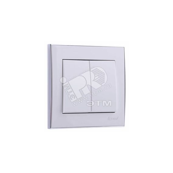RAIN Выключатель 2-ой белый с боковой вставкой хром Lezard 703-0225-101