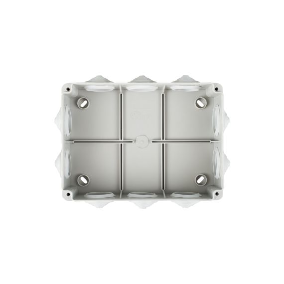 Коробка распаячная КМ41243 для открытой проводки безгалогенная (HF) 190х140х70мм IP44 10 гермовводов серая IEK