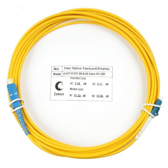 Шнур оптический simplex 15м LC-SC 9/125 sm LSZH Cabeus FOP(s)-9-LC-SC-15m