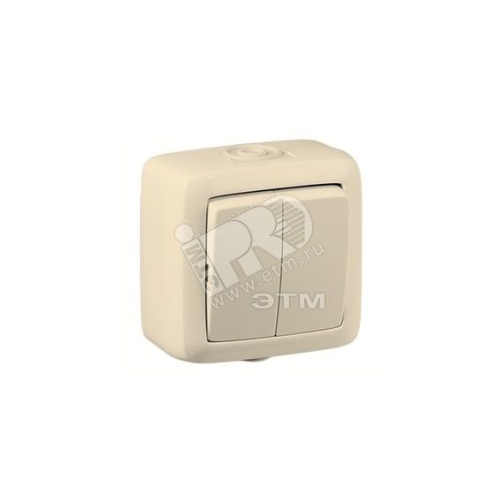 Выключатель двухклавишный наружный слоновая кость IP44 16А HEGEL ВА16-251-01