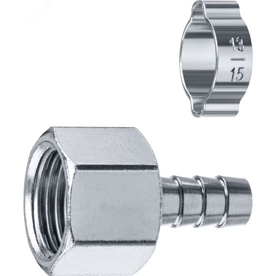 Переходник штуцер ''елочка'' 10 мм - 1/2''F, с обжимным хомутом Профессионал ЗУБР 64923-1/2-10