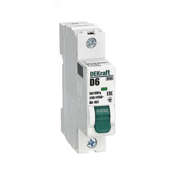 Выключатель автоматический 1Р 6А х-ка D ВА-103 6кА SE (Dekraft) 12333DEK