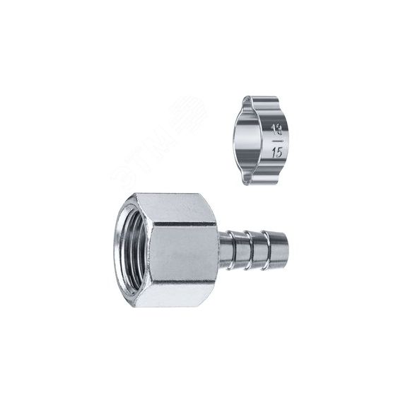 Переходник штуцер ''елочка'' 10 мм - 1/2''F, с обжимным хомутом Профессионал ЗУБР 64923-1/2-10