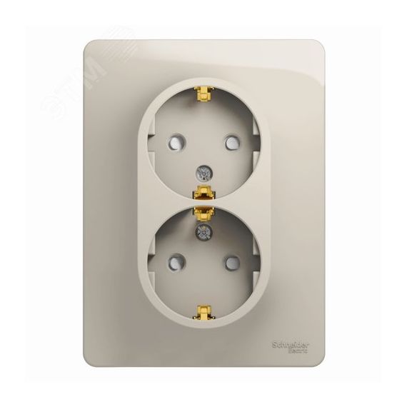GLOSSA розетка двойная с заземлением со шторками в сборе молочный SE (Systeme) GSL000926