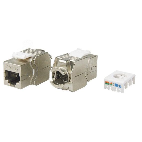 Вставка F-WH Keystone Jack RJ-45(8P8C)категория 6экран Hyperline KJ8-8P8C-C6-180-TLS-SH-