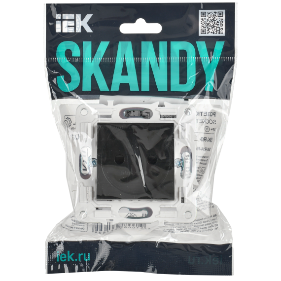 SKANDY Розетка без заземления с защитными шторками 10А SK-R01Bl черный IEK
