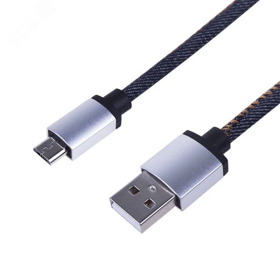 Кабель USB microUSB, Кабель в джинсовой оплетке, 18-4242, REXANT 18-4242