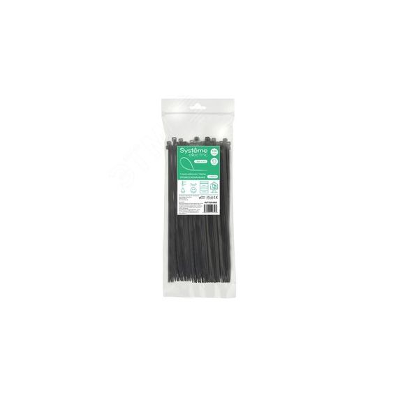Стяжка кабельная MultiSet 300х4.8 Чёрная (100шт) SE (Systeme) IMT30048B