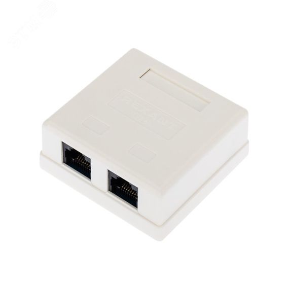 Розетка компьютерная внешняя 2-порта RJ-45 8P8C UTP неэкранированная кат6, REXANT 03-0136