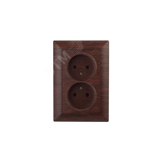 Розетка Intro Solo 4-204-10 без заземления двойная 16А-250В, IP20, СУ, венге ЭРА Б0053672