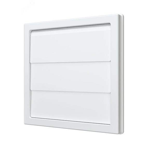 Решетка приточно-вытяжная с гравитационными жалюзи из ASA пластика, 150х150 с фланцем D100, цвет Белый. ERA 1515К10Ф