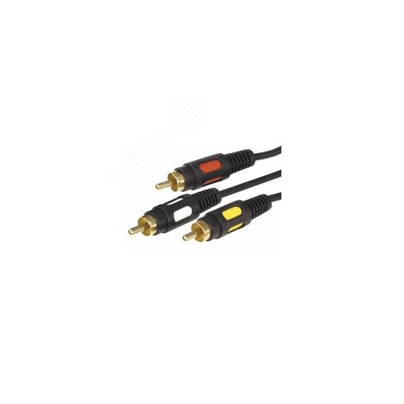 Кабель 3 RCA - 3 RCA, длина 1,5 метра, черный (GOLD), 17-0212, REXANT 17-0212