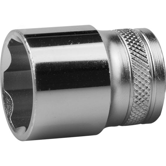 Головка торцевая ''INDUSTRIE QUALITAT'', Cr-V, FLANK, хромосатинированная, 1/2'', 22 мм KRAFTOOL 27805-22_z01