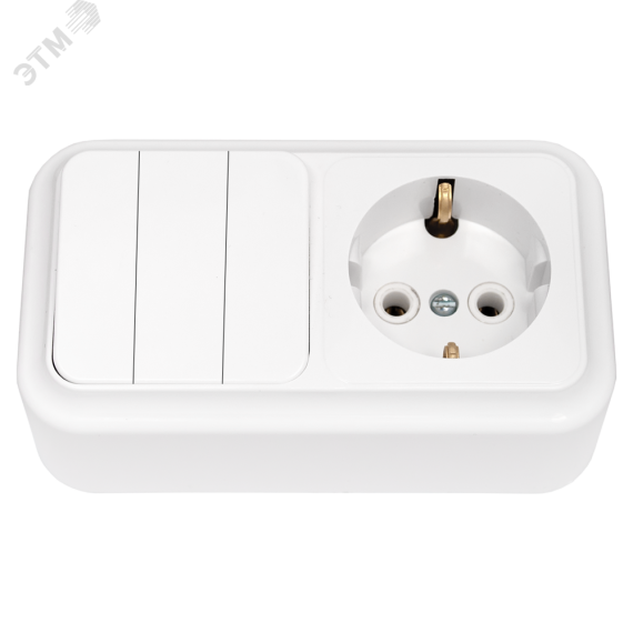 Беларусь Блок: выключатель трехклавишный + розетка с заземлением наружный Пралеска БелТИЗ 3в-рц-531