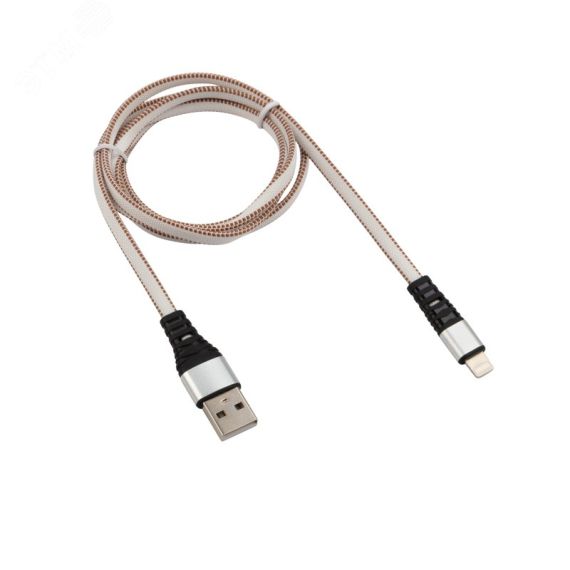 Кабель USB-Lightning 2.4 A, 1 м, белая нейлоновая оплетка, 18-7056, REXANT 18-7056