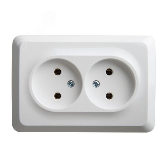 ЭТЮД Розетка угловая двойная наружная без заземления без шторок 16А 250B белый SE (Systeme) PA16-105B