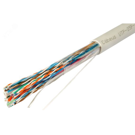 Кабель витая пара UTP-25P-Cat.5-IN UTP (U/UTP), категория 5, 25 пар (24 AWG), одножильный (solid), PVC нг(А)-LS Cabeus UTP-25P-Cat.5-IN