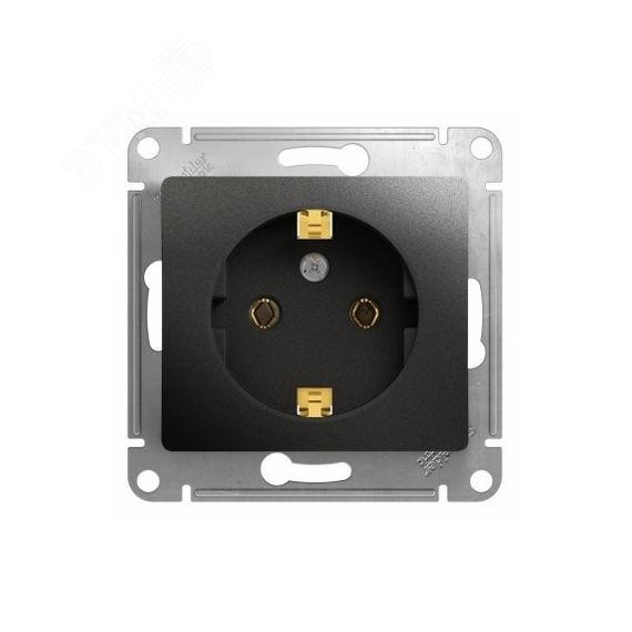 GLOSSA Розетка с заземлением антрацит в рамку SE (Systeme) GSL000743