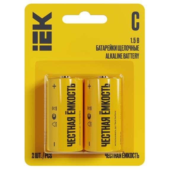 Батарейка щелочная Alkaline LR14/C (2шт/блистер) IEK IEK ABT-LR14-OP-L02