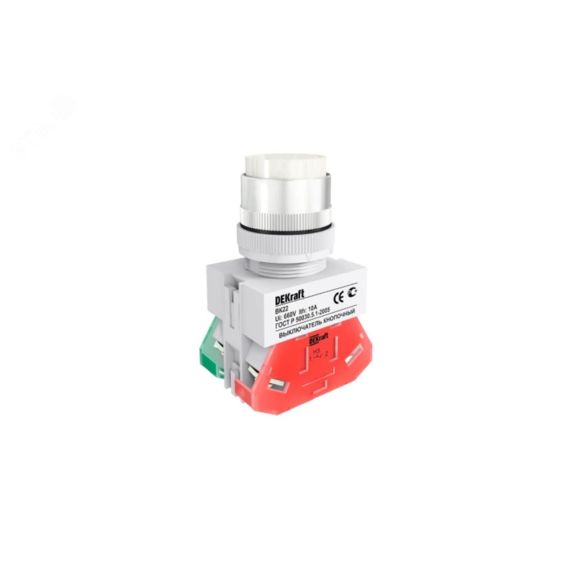 Выключатель кнопочный с фиксацией ABFP d22 мм белая 220В ВK-22 SE (Dekraft) 25133DEK