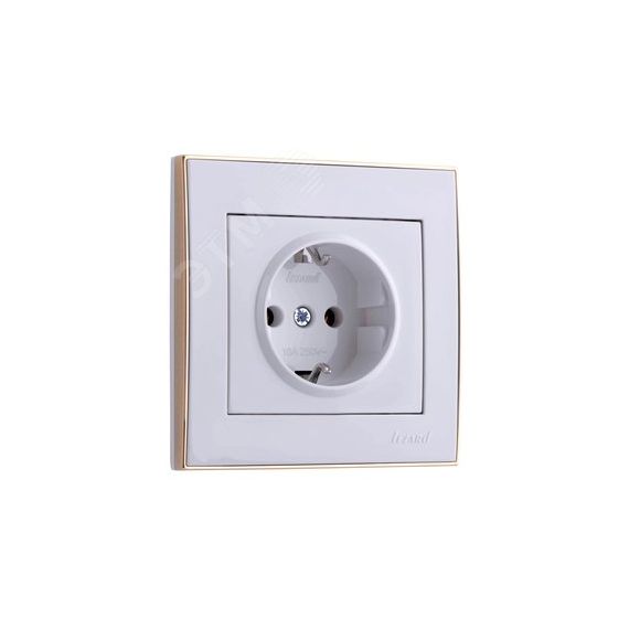 Розетка RAIN с/з керамика белая с боковой вставкой золото Lezard 703-0226-122