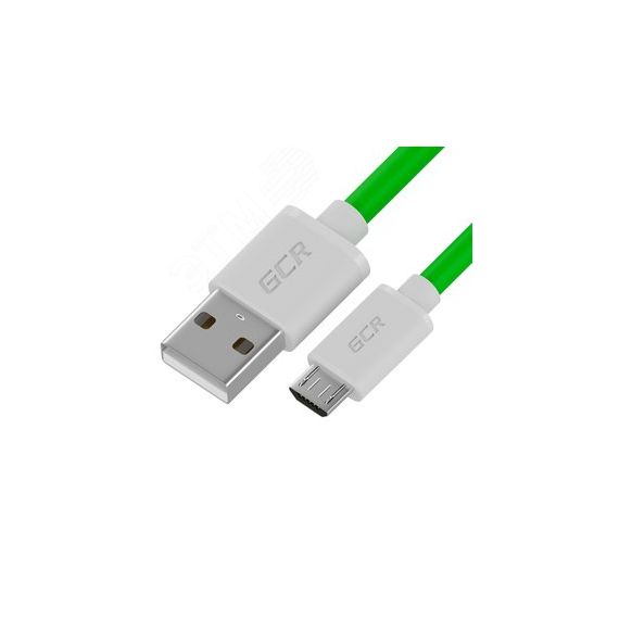 Кабель Micro USB, 1.5 м., зеленый-белый, быстрая зарядка Greenconnect GCR-52459